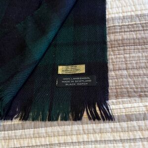 Vintage Black Watch Tartan Lambswool Scarf